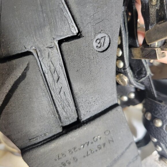 A.S.98 metal rock stud leather wrap platform sandals size 7 - Picture 12 of 12